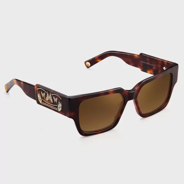 CARFIA Acetate Trendy Square Sunglasses for Women UV400 Protection Handcrafted Hypoallergenic Temple CF1006Brown Tortoise Frame Gradient Brown Lens