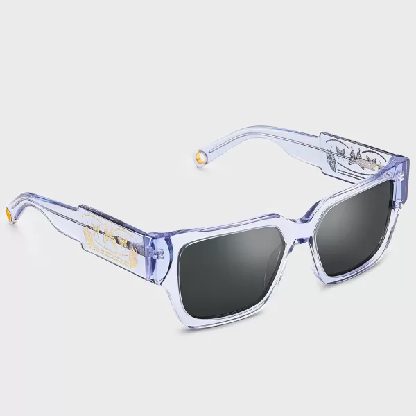 CARFIA Acetate Trendy Square Sunglasses for Women UV400 Protection Handcrafted Hypoallergenic Temple CF1006Light Purple Frame Gradient Grey Lens