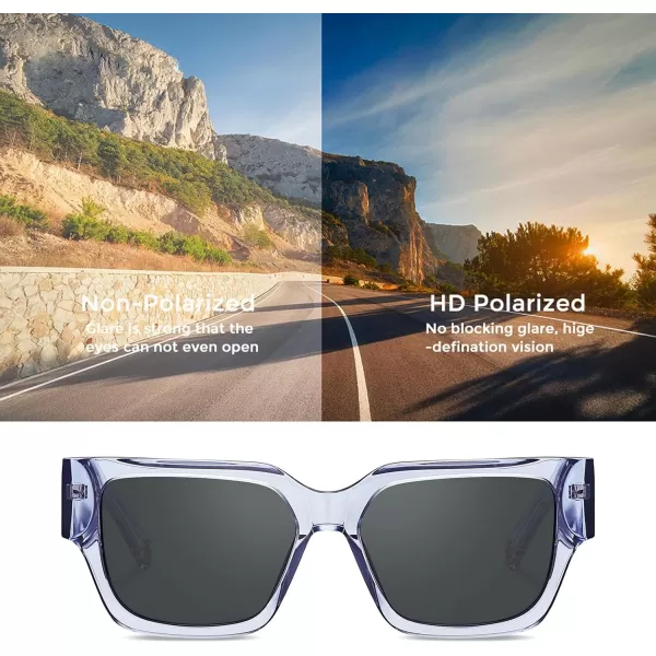 CARFIA Acetate Trendy Square Sunglasses for Women UV400 Protection Handcrafted Hypoallergenic Temple CF1006Light Purple Frame Gradient Grey Lens