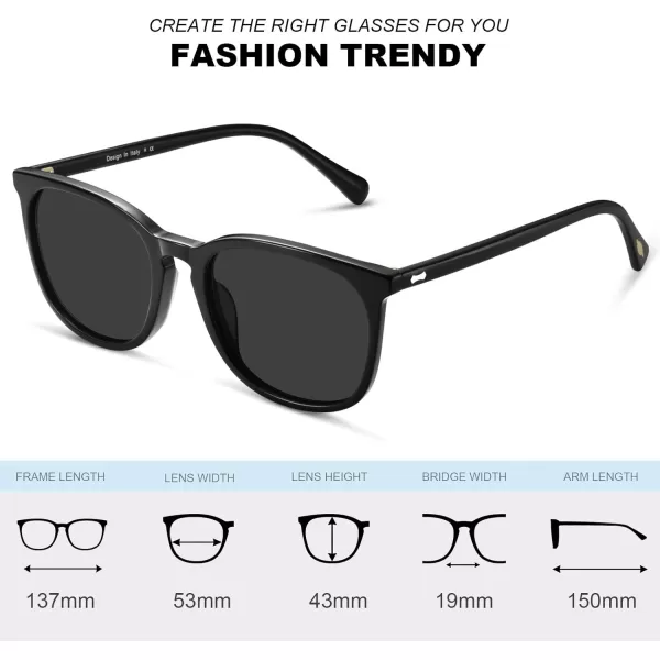 CARFIA Big Fashion Polarized Womens Sunglasses UV Protection Outdoor Driving Eyewear CA5358Black Frame Grey Lenses