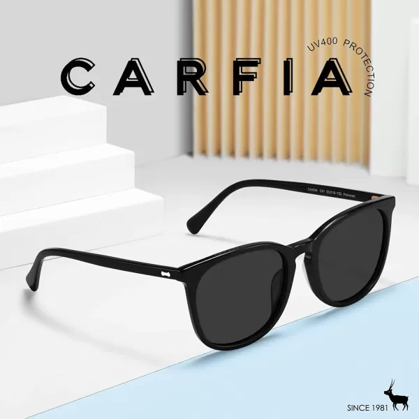 CARFIA Big Fashion Polarized Womens Sunglasses UV Protection Outdoor Driving Eyewear CA5358Black Frame Grey Lenses