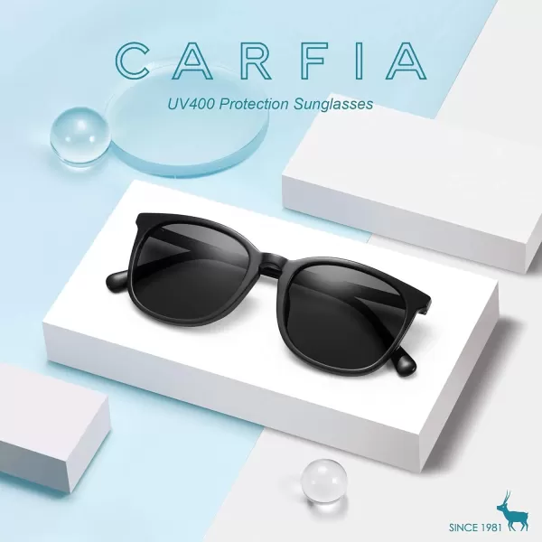 CARFIA Big Fashion Polarized Womens Sunglasses UV Protection Outdoor Driving Eyewear CA5358Black Frame Grey Lenses