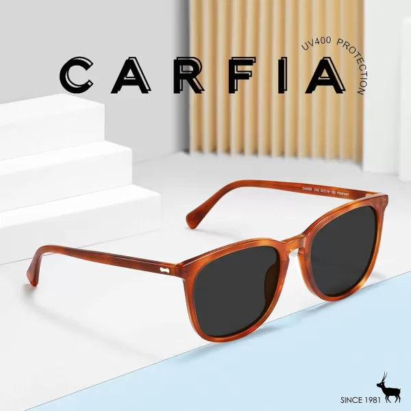 CARFIA Big Fashion Polarized Womens Sunglasses UV Protection Outdoor Driving Eyewear CA5358Brown Frame Grey Lens