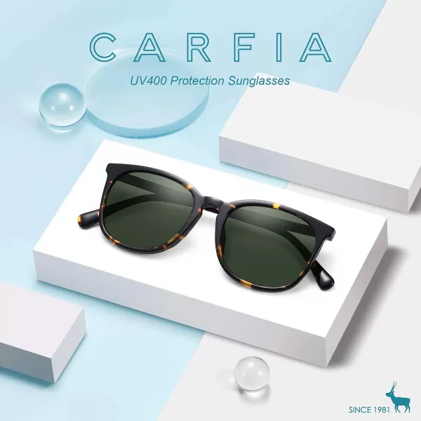 CARFIA Big Fashion Polarized Womens Sunglasses UV Protection Outdoor Driving Eyewear CA5358Tortoise Frame Green Lens