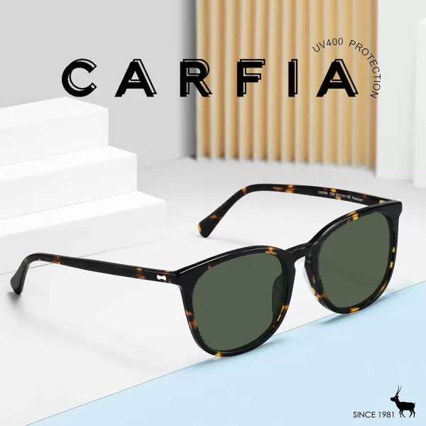 CARFIA Big Fashion Polarized Womens Sunglasses UV Protection Outdoor Driving Eyewear CA5358Tortoise Frame Green Lens