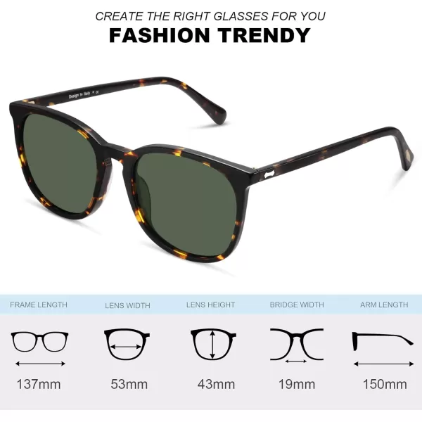 CARFIA Big Fashion Polarized Womens Sunglasses UV Protection Outdoor Driving Eyewear CA5358Tortoise Frame Green Lens
