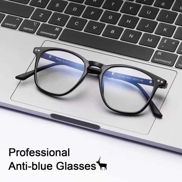 CARFIA Blue Light Blocking Glasses  AntiFatigue Computer Gaming Glasses Prevent Headaches Lightweight Eyeglasses FrameBlack Frame