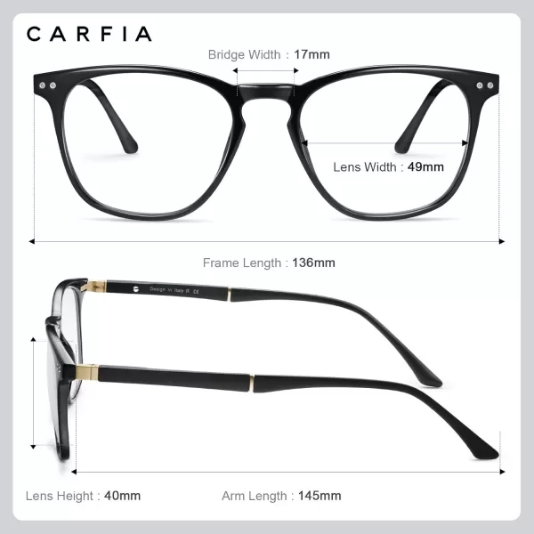 CARFIA Blue Light Blocking Glasses  AntiFatigue Computer Gaming Glasses Prevent Headaches Lightweight Eyeglasses FrameBlack Frame