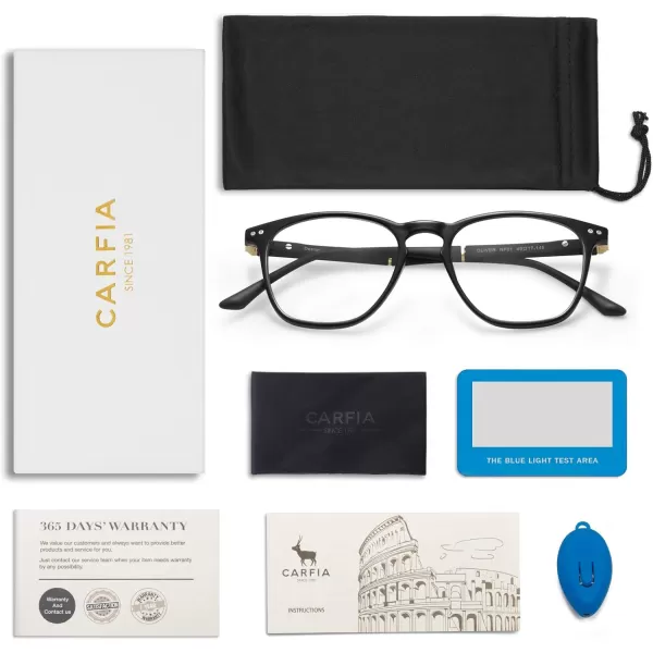 CARFIA Blue Light Blocking Glasses  AntiFatigue Computer Gaming Glasses Prevent Headaches Lightweight Eyeglasses FrameBlack Frame