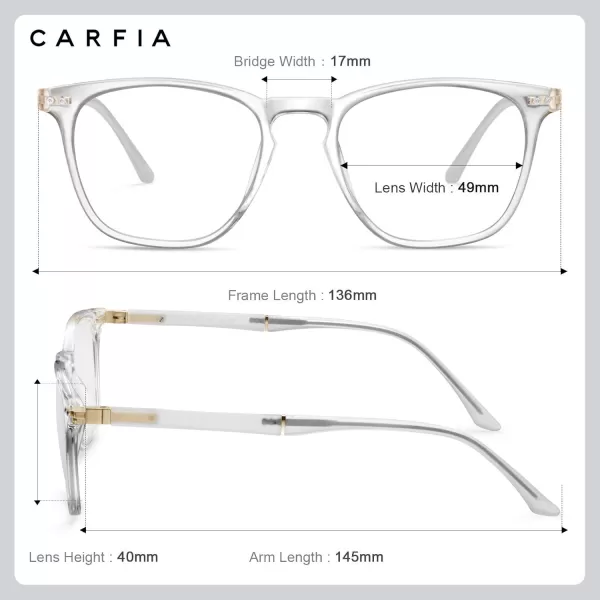 CARFIA Blue Light Blocking Glasses  AntiFatigue Computer Gaming Glasses Prevent Headaches Lightweight Eyeglasses FrameClear Frame