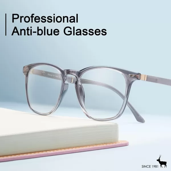 CARFIA Blue Light Blocking Glasses  AntiFatigue Computer Gaming Glasses Prevent Headaches Lightweight Eyeglasses FrameGrey Frame