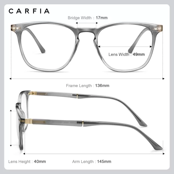 CARFIA Blue Light Blocking Glasses  AntiFatigue Computer Gaming Glasses Prevent Headaches Lightweight Eyeglasses FrameGrey Frame