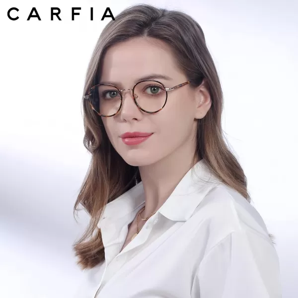 CARFIA Blue Light Glasses for Women Round Frame UV Protection Anti Eyestrain Computer Gaming GlassesC2 Tortoise Frame1