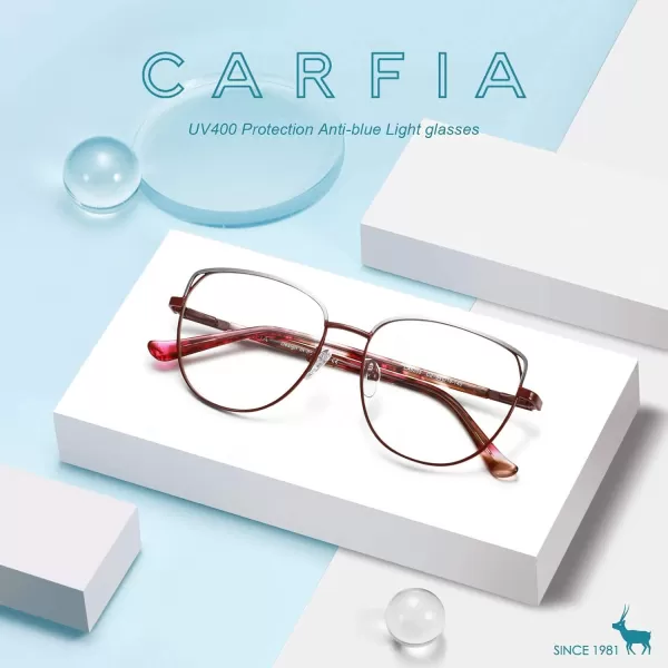 CARFIA Cateye Womens Blue Light Blocking Glasses CA6205C2