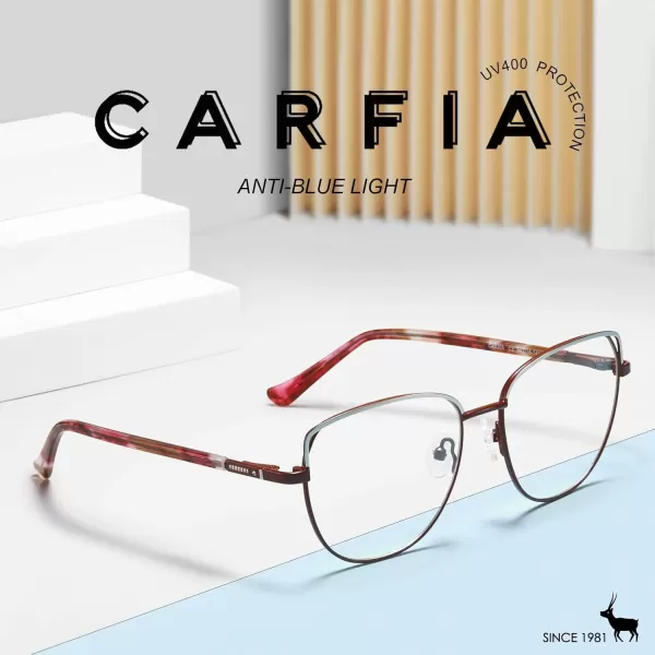 CARFIA Cateye Womens Blue Light Blocking Glasses CA6205C2