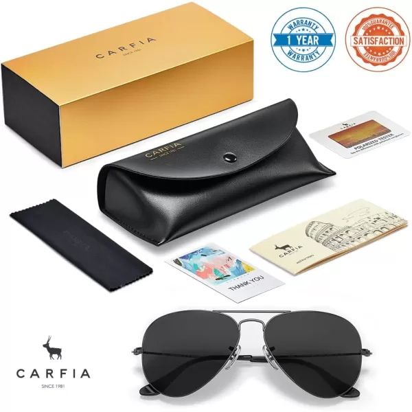 CARFIA Classic UltraLightweight Polarized Sunglasses for Women Men UV Protection Retro Cool Pilot Driving Sun Glasses1 Black Frame Grey Lens