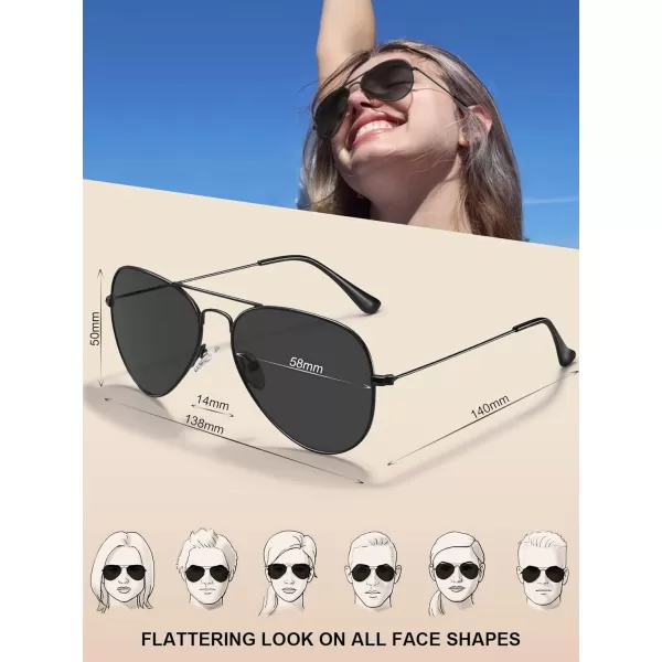 CARFIA Classic UltraLightweight Polarized Sunglasses for Women Men UV Protection Retro Cool Pilot Driving Sun Glasses1 Black Frame Grey Lens