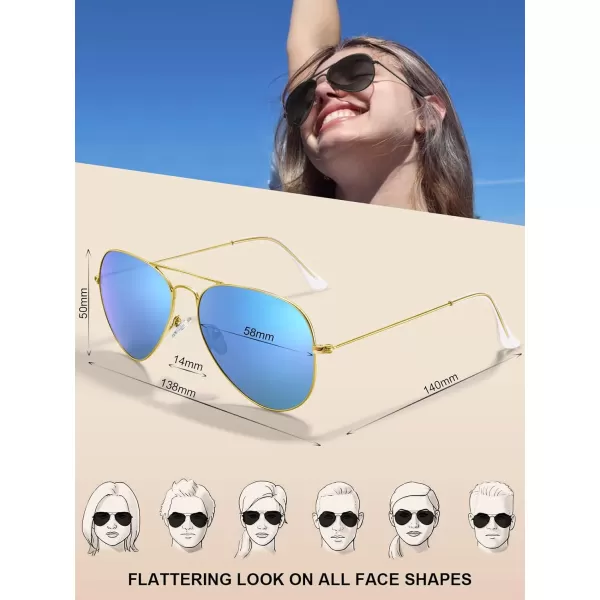 CARFIA Classic UltraLightweight Polarized Sunglasses for Women Men UV Protection Retro Cool Pilot Driving Sun Glasses3 Blue Mirror