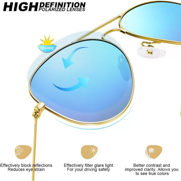 CARFIA Classic UltraLightweight Polarized Sunglasses for Women Men UV Protection Retro Cool Pilot Driving Sun Glasses3 Blue Mirror