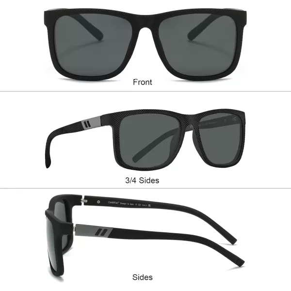 CARFIA Cool Polarized Sunglasses for Men TR90 Square Frame Lightweight Driving Sun Glasses CF220181 Grey Lenses