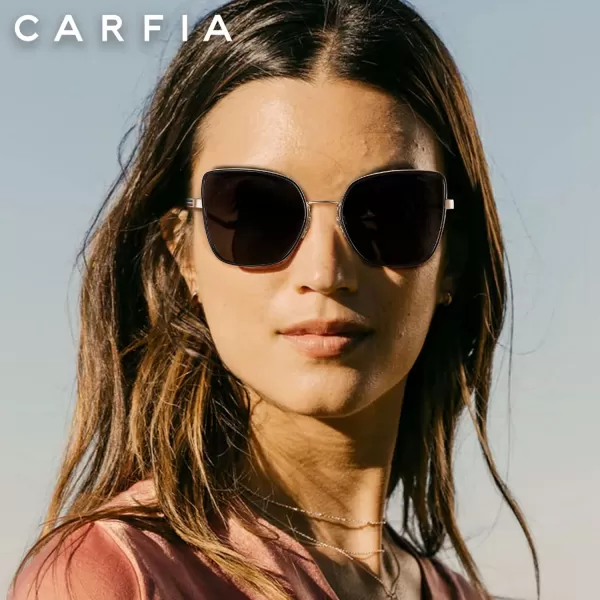 CARFIA Fashion Metal Sunglasses for Women Polarized UV Sun Protection Nickelfree Plating Frame CA5383Pink Frame Grey Lens