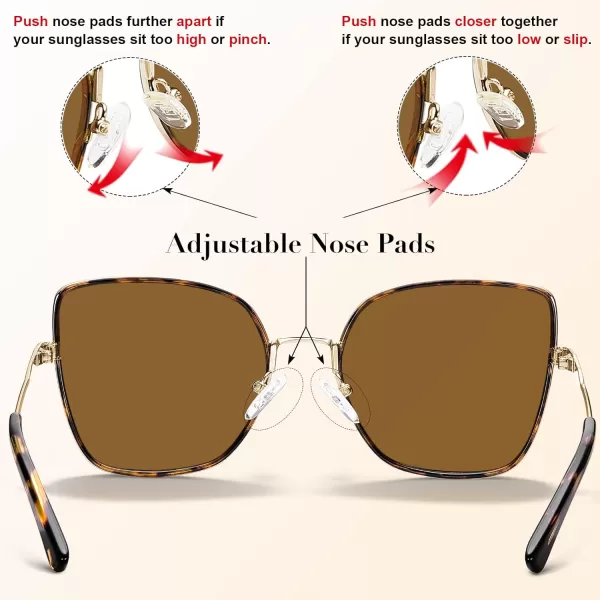 CARFIA Fashion Metal Sunglasses for Women Polarized UV Sun Protection Nickelfree Plating Frame CA5383Tortoise Frame Brown Lens