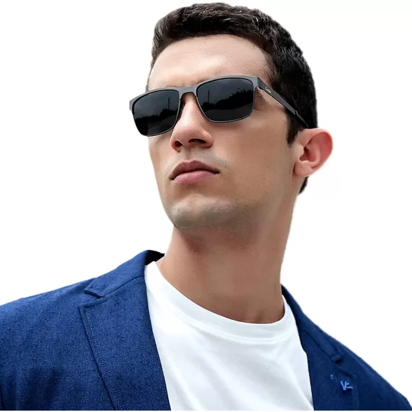 CARFIA Metal Mens Sunglasses Polarized UV400 Protection for Driving Fishing Hiking Golf Everyday Use CA5225A2 Gun Frame Grey Lens