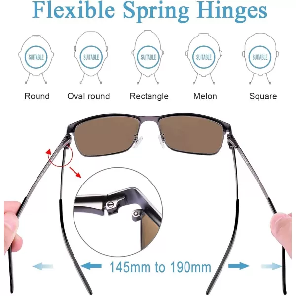 CARFIA Metal Mens Sunglasses Polarized UV400 Protection for Driving Fishing Hiking Golf Everyday Use CA5225A4 Gun Frame Iceblue Mirror