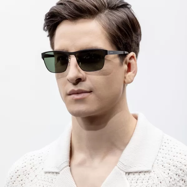 CARFIA Metal Mens Sunglasses Polarized UV400 Protection for Driving Fishing Hiking Golf Everyday Use CA5225A5 Black Frame Green Lens
