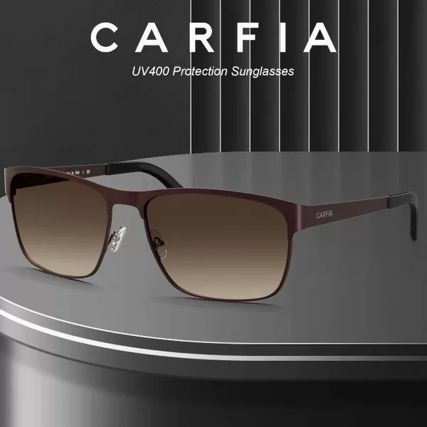 CARFIA Metal Mens Sunglasses Polarized UV400 Protection for Driving Fishing Hiking Golf Everyday Use CA5225A6 Brown Gradient Lens