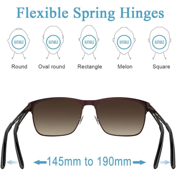 CARFIA Metal Mens Sunglasses Polarized UV400 Protection for Driving Fishing Hiking Golf Everyday Use CA5225A6 Brown Gradient Lens