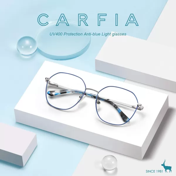 CARFIA Nerd Costume Glasses for Halloween Cosplay NonPrescription Clear Lens Prop Women Blue Light Blocking GlassesS Gun  Blue
