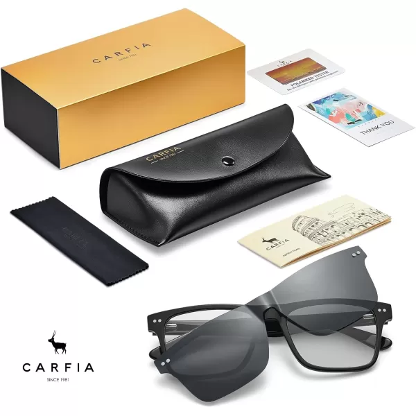 CARFIA Nonprescription Eyeglasses Mens Glasses Frames ampamp Clip on Magnetic Polarized Sunglasses Lens CF5160