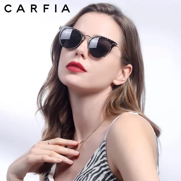 CARFIA Polarized Sunglasses for Women UV Protection Handcrafted Acetate Frame Fashion Retro Sunnies CA50123 Tortoise Frame Grey Lens