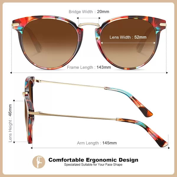 CARFIA Polarized Sunglasses for Women UV Protection Handcrafted Acetate Frame Fashion Retro Sunnies CA50124 Brown Gradient Lens