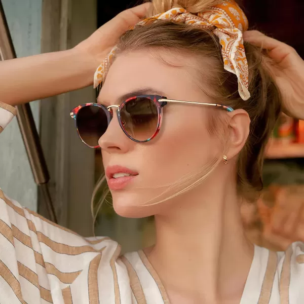 CARFIA Polarized Sunglasses for Women UV Protection Handcrafted Acetate Frame Fashion Retro Sunnies CA50124 Brown Gradient Lens