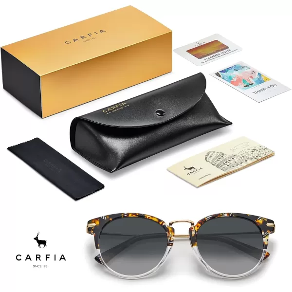 CARFIA Polarized Sunglasses for Women UV Protection Handcrafted Acetate Frame Fashion Retro Sunnies CA50125 Grey Gradient Lens