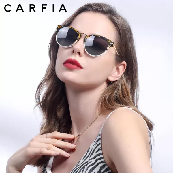 CARFIA Polarized Sunglasses for Women UV Protection Handcrafted Acetate Frame Fashion Retro Sunnies CA50125 Grey Gradient Lens