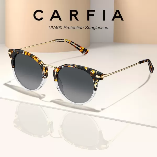 CARFIA Polarized Sunglasses for Women UV Protection Handcrafted Acetate Frame Fashion Retro Sunnies CA50125 Grey Gradient Lens