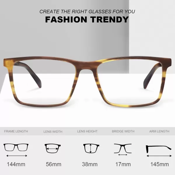 CARFIA Rectangle Mens Blue Light Blocking Glasses Matte Acetate Frame CA6203C3