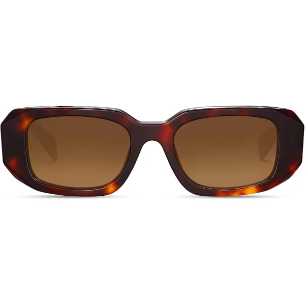 CARFIA Retro Acetate Rectangle Polarized Sunglasses for Women UV Protection Trendy Vintage Y2K Shade Designer SunniesB Glossy Tortoise Acetate Frame  Brown Lens