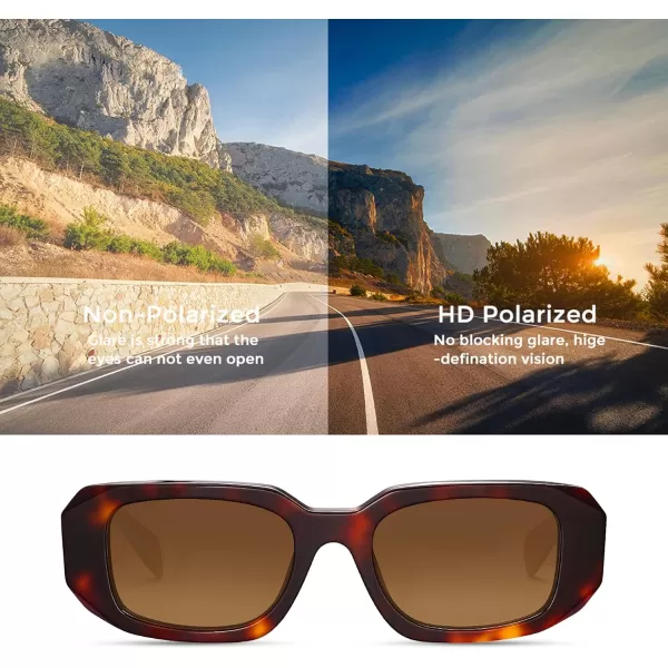 CARFIA Retro Acetate Rectangle Polarized Sunglasses for Women UV Protection Trendy Vintage Y2K Shade Designer SunniesB Glossy Tortoise Acetate Frame  Brown Lens