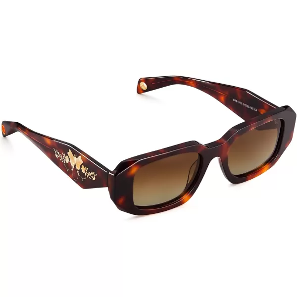 CARFIA Retro Acetate Rectangle Polarized Sunglasses for Women UV Protection Trendy Vintage Y2K Shade Designer SunniesB Glossy Tortoise Acetate Frame  Brown Lens