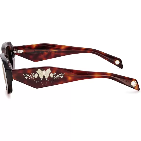 CARFIA Retro Acetate Rectangle Polarized Sunglasses for Women UV Protection Trendy Vintage Y2K Shade Designer SunniesB Glossy Tortoise Acetate Frame  Brown Lens