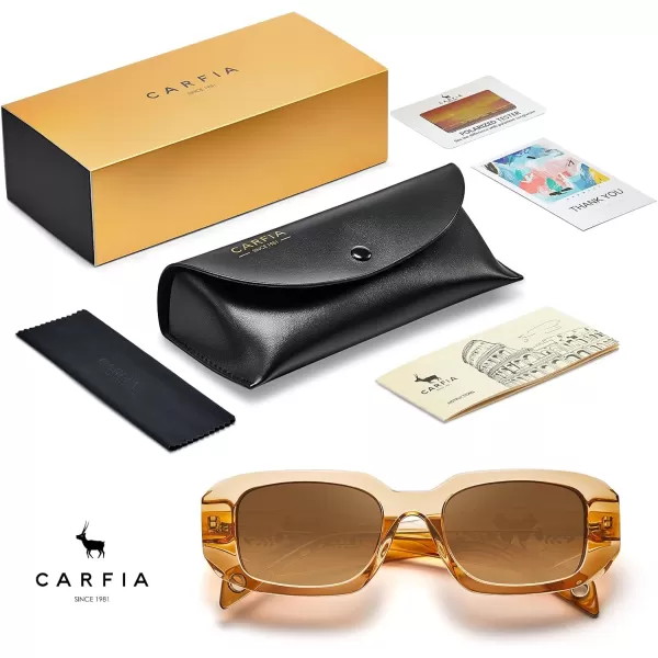 CARFIA Retro Acetate Rectangle Polarized Sunglasses for Women UV Protection Trendy Vintage Y2K Shade Designer SunniesC Glossy Brown Acetate Frame  Brown Lens