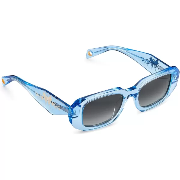 CARFIA Retro Acetate Rectangle Polarized Sunglasses for Women UV Protection Trendy Vintage Y2K Shade Designer SunniesD Glossy Blue Acetate Frame  Gray Lens