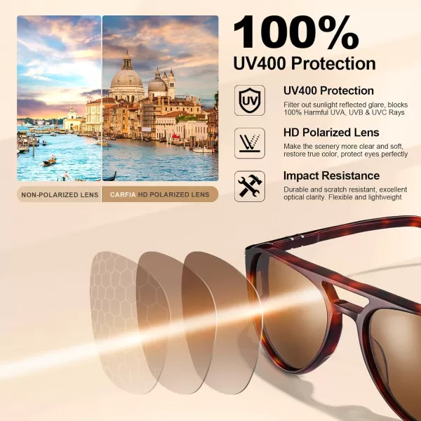 CARFIA Retro Polarized Sunglasses Womens Mens Classic Double Bridge Sun GlassesBrown Gradient