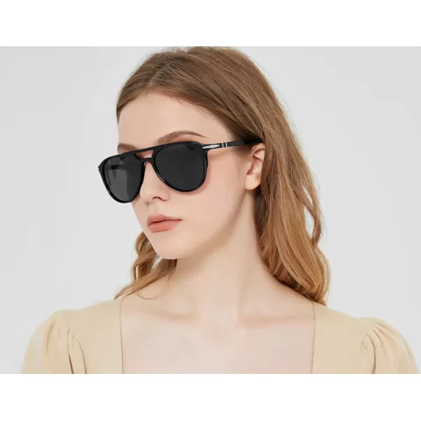 CARFIA Retro Polarized Sunglasses Womens Mens Classic Double Bridge Sun GlassesGrey Gradient