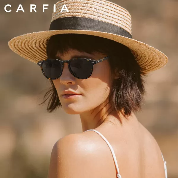 CARFIA Retro Polarized Sunglasses for Women Small and Medium Face UV Protection Handcrafted Acetate Frame Sunnies CA52851 Tortoise Frame Grey Lens