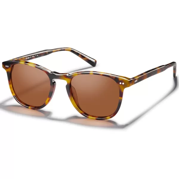 CARFIA Retro Polarized Sunglasses for Women Small and Medium Face UV Protection Handcrafted Acetate Frame Sunnies CA52852 Tortoise Frame Brown Lens